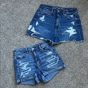 American Eagle Outfitters Women's Ripped Blue Jean Shorts, Size 8